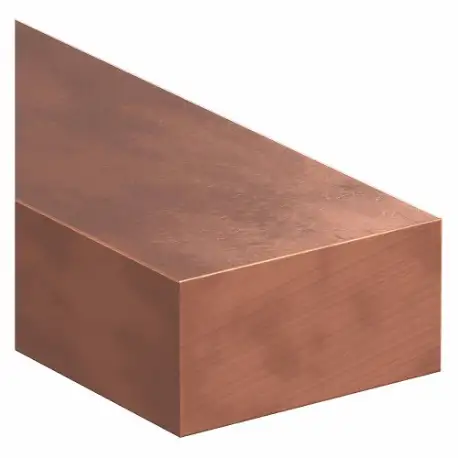 Copper Rectangular Bar, 4 Inch X 6 Ft Nominal Size, 0.5 Inch Thickness