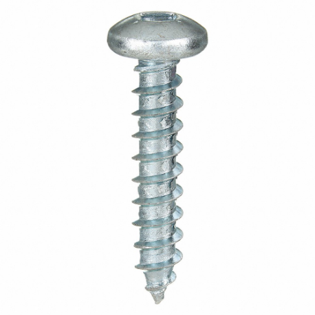 Sheet Metal Screw, #10 Size, 1 Inch Length, Steel, Zinc Plated, Pan, Square, Asme B18.6.4