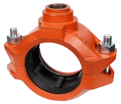 7042M Series Outlet Reducing Coupling, Male, Galvanized, Type E Gasket, 2 1/2 Inch Pipe Run Size, 1 1/2 Inch Outlet Size