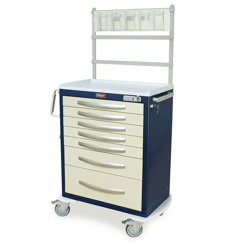 E-Lock Anesthesia Cart, Seven Drawer, 66.75 x 47.63 x 22 Inch Size