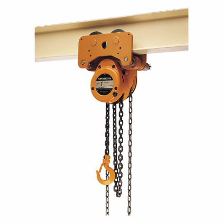 Chain Hoist, 6000 lb Load, 92 lb Pull to Lift Rated Load, 19 Inch Housing Length