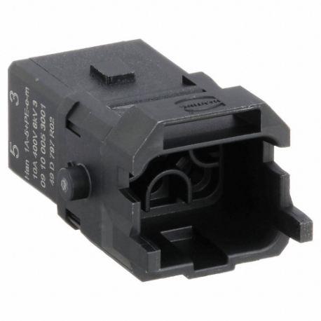 Industrial Rectangular Connector Insert, 1A, Crimp, Male, 10 A Current Rating, Black