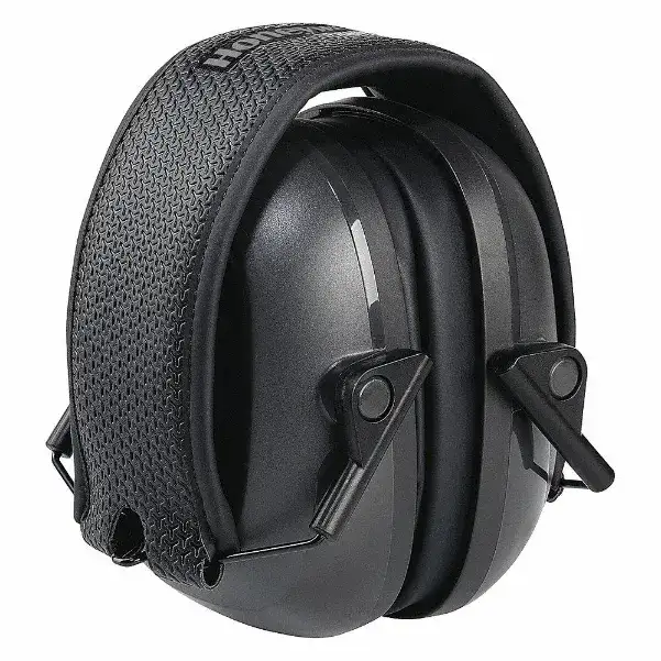 Ear Muffs, Over-the-Head Earmuff, 24 dB NRR, Foldable, Foam, Black