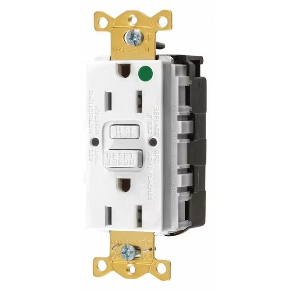 GFCI Rceptcle, Hspital, Wht, 15A, 0.5 HP