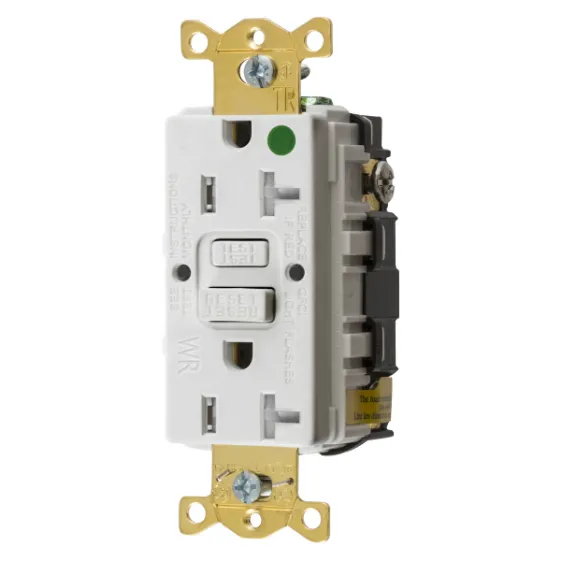 Gfci Receptacle, 20A 125V, 2-P 3-W Grounding, 5-20R, White