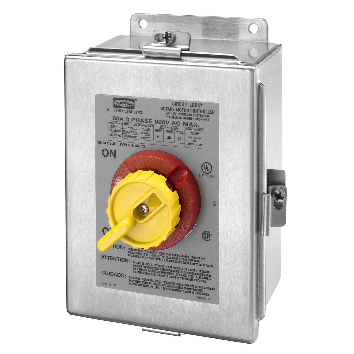 Enclosed Disconnect Switch, 3 Pole, 600 VAC, 60 A