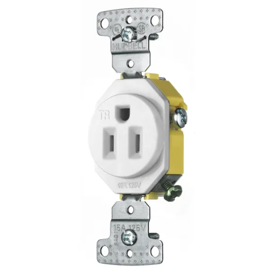 Receptacle, Tamper Resistant, Single, 15A, 125V, 2-Pole, White