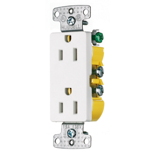 Receptacle, Decorator Duplex, Flush Mount, 15A, 125V AC