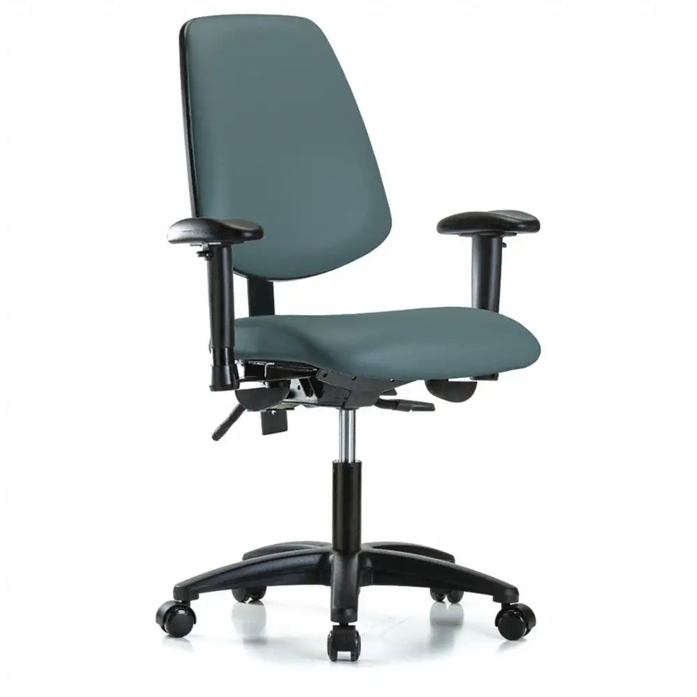 Vinyl Cleanroom Task Chair, With 19 to 24 Inch Seat Height Range, Blue