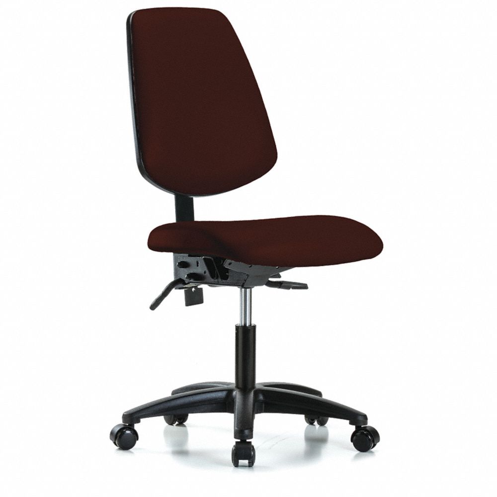 Vinyl Cleanroom Task Chair, With 19 to 24 Inch Seat Height Range, Burgundy