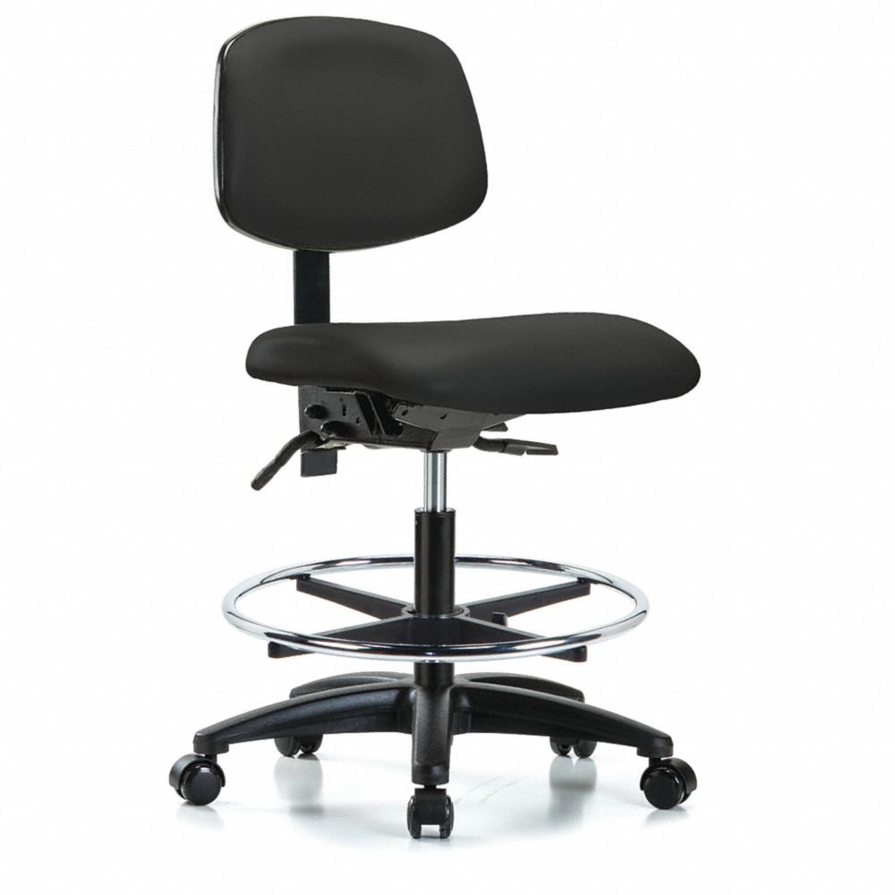 Vinyl Cleanroom Task Chair, With 22 to 29 Inch Seat Height Range, Black