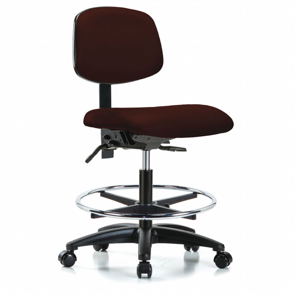 Vinyl Cleanroom Task Chair, With 22 to 29 Inch Seat Height Range, Burgundy