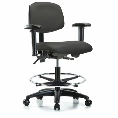 Vinyl Cleanroom Task Chair, With 22 to 29 Inch Seat Height Range, Gray