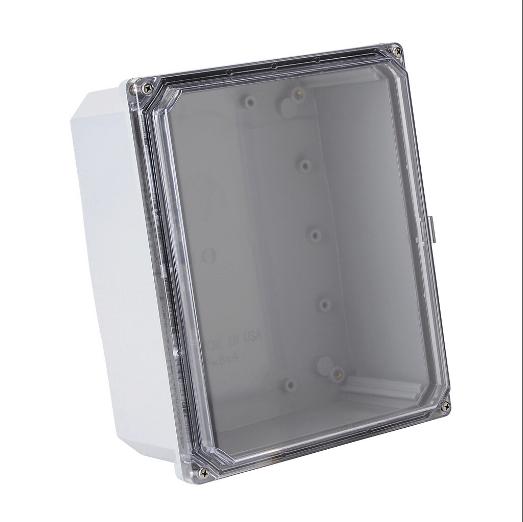 Enclosure, 10 x 8 x 4 Inch Size, Wall Mount, Polycarbonate, Light Gray, Gloss Finish