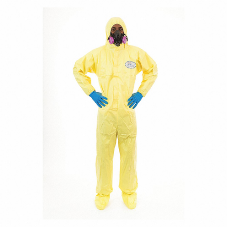 Hooded Chemical Resistant Coveralls, ChemSplash 1, Serged Seam, XL, 12 PK