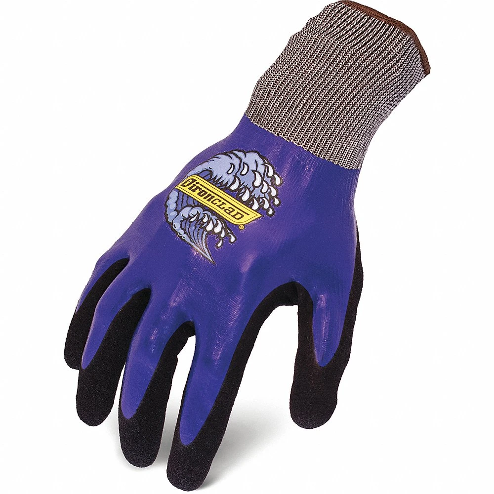 Coated Glove, 2XL, Sandy, Nitrile, Palm, Double Dipped, Full Finger