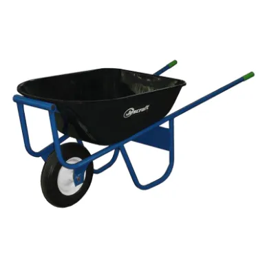 Wheelbarrow, All-Welded, Steel, Dual Wheel, 16 Inch Pneumatic Tire, 4 Inch Hub