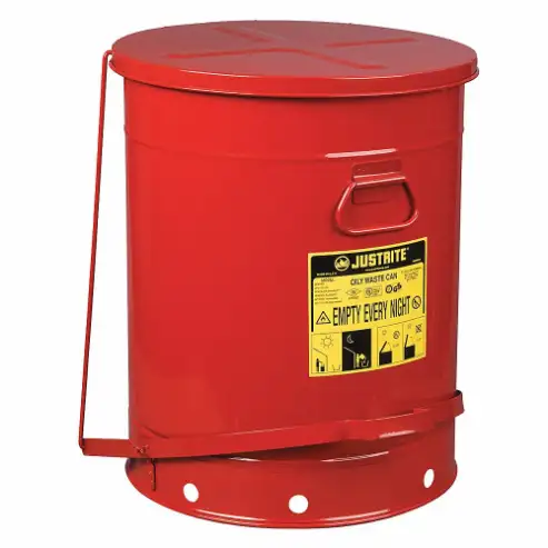 Oily Waste Can, 21 Gallon, Steel, Red