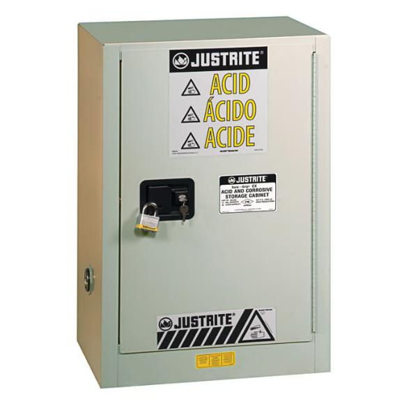 Corrosive/Acid Safety Cabinet, Manual Close, 15 Gallon, Light Neutral