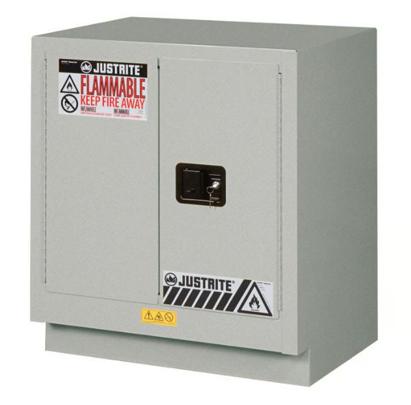 Flammable Safety Cabinet, 19 Gallon, 1 Shelf, 2 Doors, 30 Inch Size, Silver