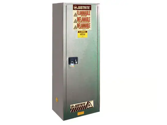 Flammable Safety Cabinet, 3 Shelves, 1 Door, Manual Close, Gray, 22 Gallon