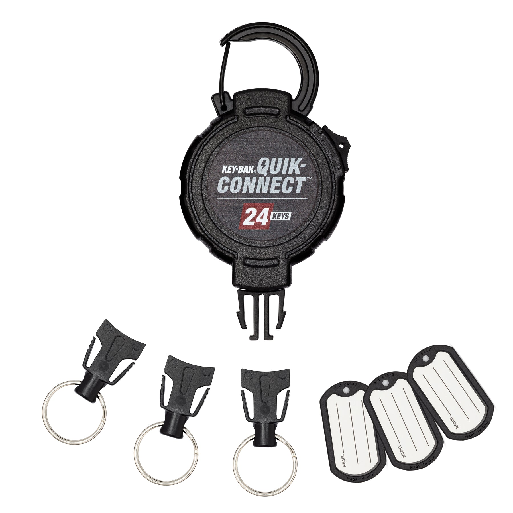 Removeable And Retractable Keychain Carabiner, 24 Key Size