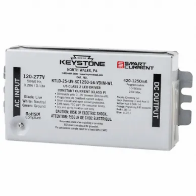 LED Driver, 1 Bulbs Supported, 120 to 277V AC, 20 to 42 V DC, 25 W