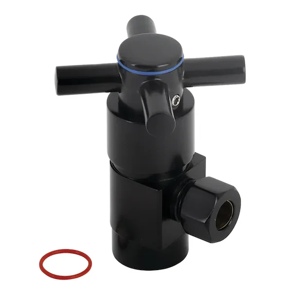 1/2 Inch IPSx3/8 Inch O.D. Anti-Sz Qrtr Turn Ceramic Cartridge Angle Stop, Blk