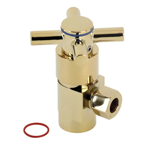 1/2 Inch IPSx3/8 Inch O.D. Anti-Sz Qrtr Turn Ceramic Cartrdge Angle Stop, Brass