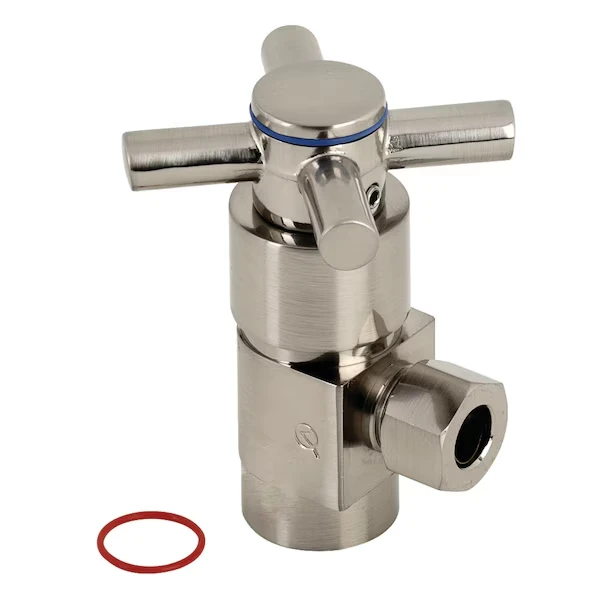 1/2 Inch IPSx3/8 Inch O.D. Anti-Sz Qrtr Turn Ceramic Cartridge Angle Stop, Nkl