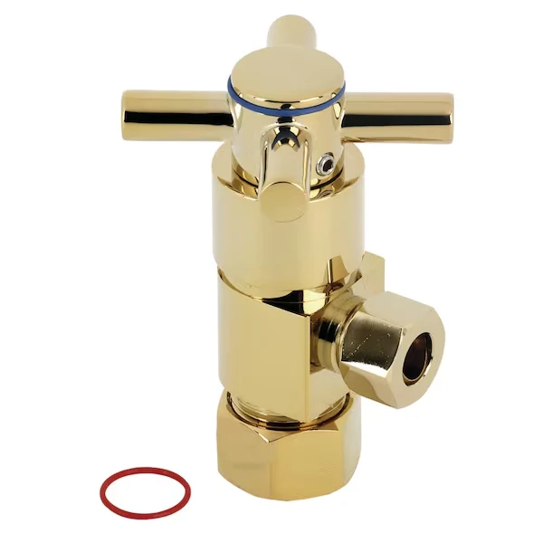 1/2 Inch O.Dx3/8 Inch O.D Anti-Sz Qrtr Turn Ceramic Cartridge Angle Stop, Brass