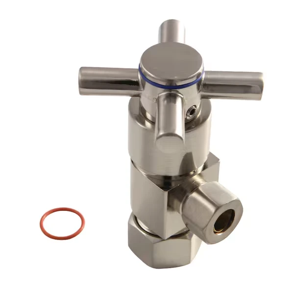 1/2 Inch O.Dx3/8 Inch O.D Anti-Sz Qrtr Turn Ceramic Cartridge Angle Stop, Nkl