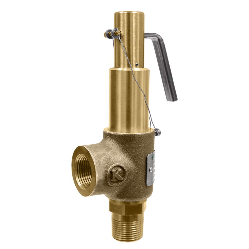 Safety Relief Valve, 1/2 x 1 Inch Size, Non-Code, Air/Gas with Lever, Open Cap