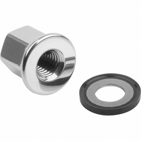 Hygienic USIT Cap Nut w/Washer, M4 Thread, 316L, Stainless Steel, 7 mm Hex Width, EPDM