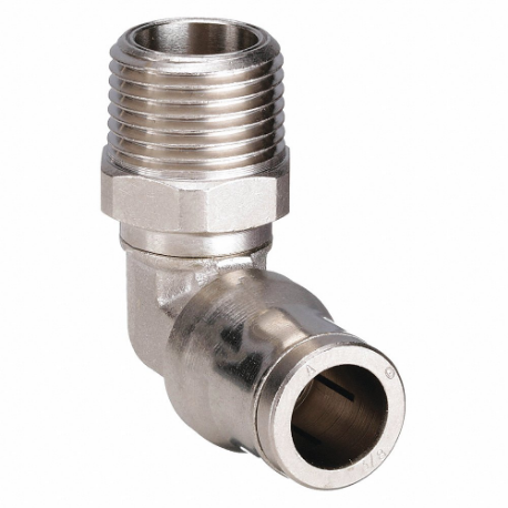 Swivel Male Elbow, Nickel Plated Brass, Push-to-Connect x MNPT, For 3/8 Inch Tube OD