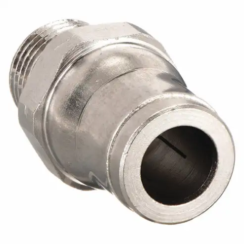 Male Connector, Nickel Plated Brass, Push-To-Connect X Mbspp, 1/4 Inch Pipe Size