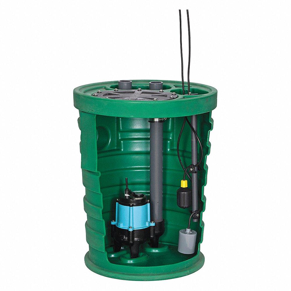 Sewage Ejector System, 1/2 HP, 110V AC, 95 gpm Flow Rate At 10 ft. Of Head