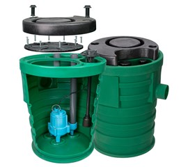Sewage Basin Package With Pump, 4/10 Hp, Float Switch