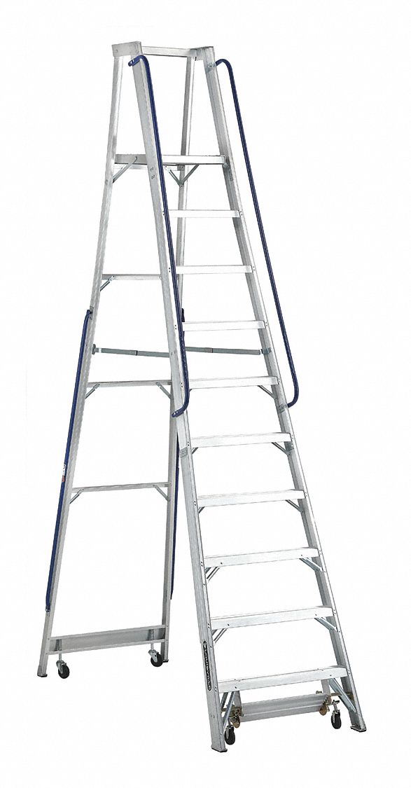 Platform Stepladder, 11 Ft. 5 Inch Ladder Height, 300 Lbs. Load Capacity, Aluminium