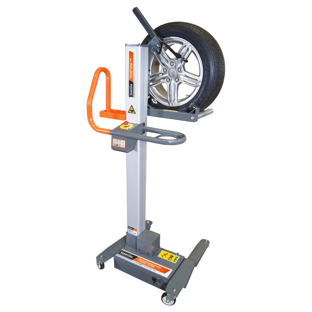 Tyre And Wheel Lifter, 59.05 Inch Lifting Height, Steel, Grey And Orange