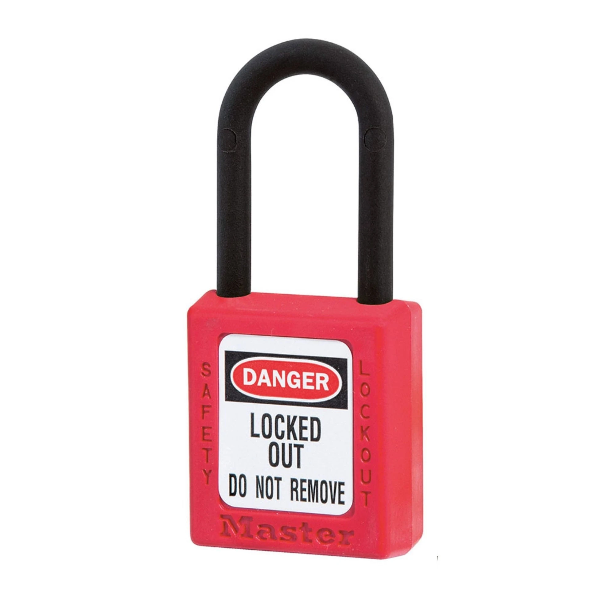 Thermoplastic Safety Padlock, Nylon Shackel, 1 1/2 Inch Wide, 1 1/2 Inch Tall Shackle, Keyed Alike, Red