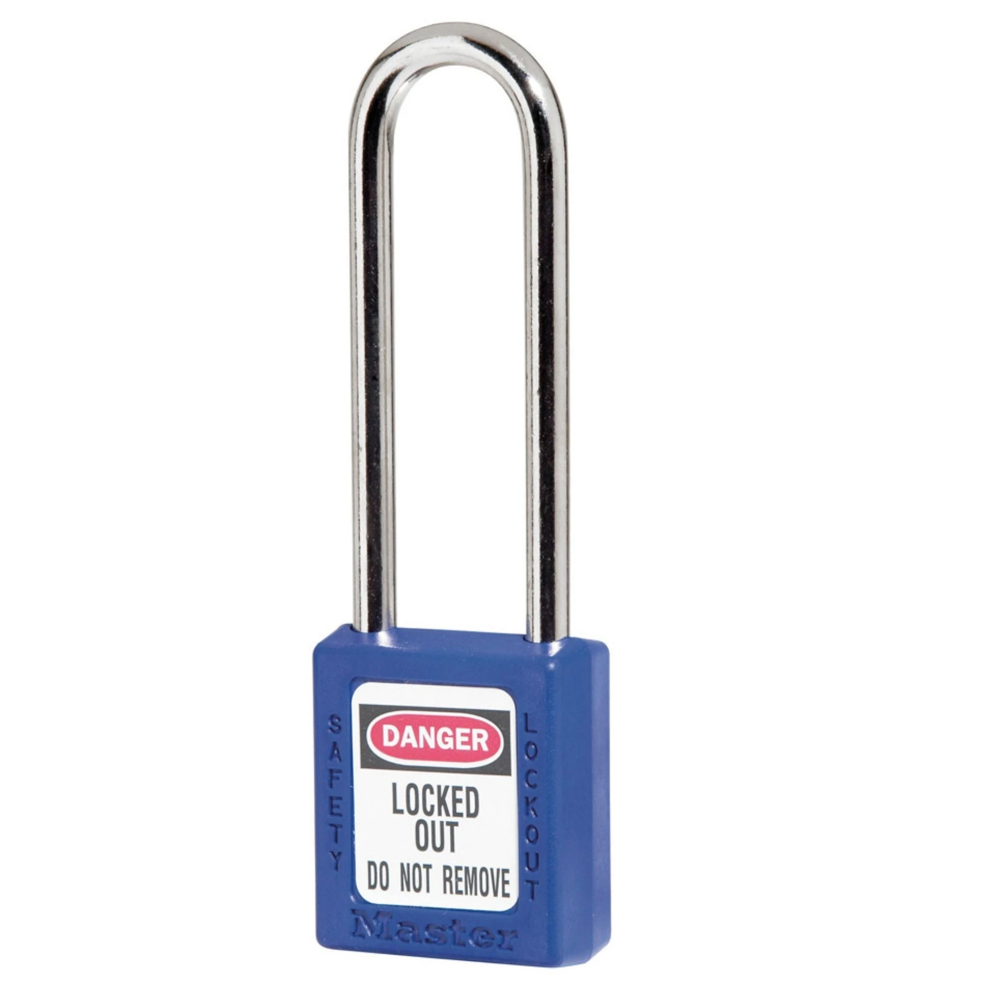 Thermoplastic Safety Padlock, 1 1/2 Inch Wide, 3 Inch Tall Shackle, Keyed Different, Blue