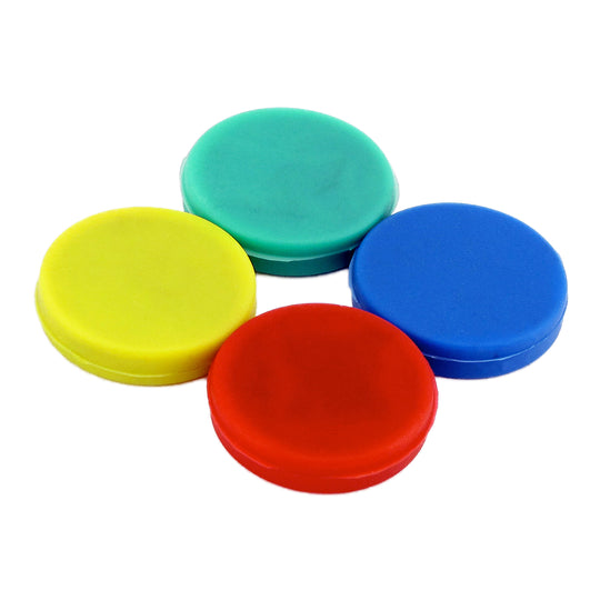 Disc Magnet, Rubber Coated, Ceramic, Pack of 4