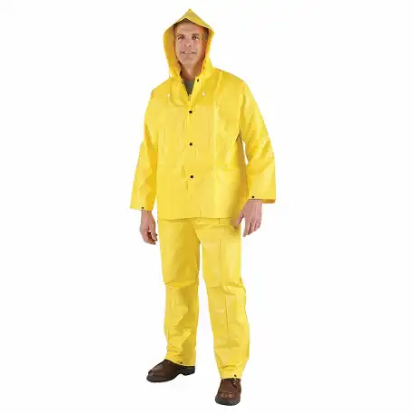 3-Piece Rainsuit, Detachable Hood, Jacket/Bib Overall, Yellow