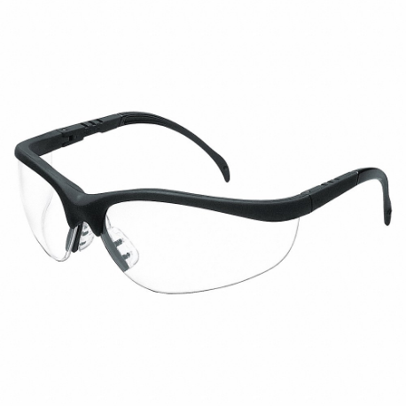 Safety Glasses, Anti-Scratch, No Foam Lining, Traditional Frame, Half-Frame, Black, Black