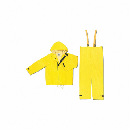 Two Piece Rain Suit with Jacket/Bib Overall, Yellow, 2XL, Neoprene