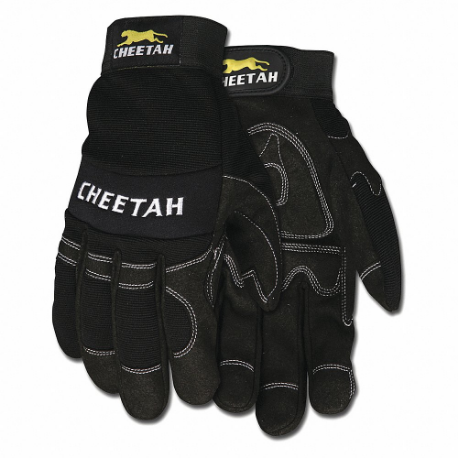 Mechanics Gloves, Size S, Mechanics Glove, Full Finger, Synthetic Leather, Black, 1 Pair