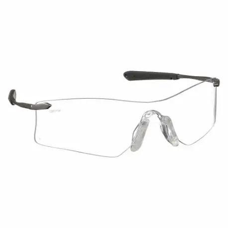 Safety Glasses, Anti-Fog, No Foam Lining, Wraparound Frame, Frameless, Black/Silver