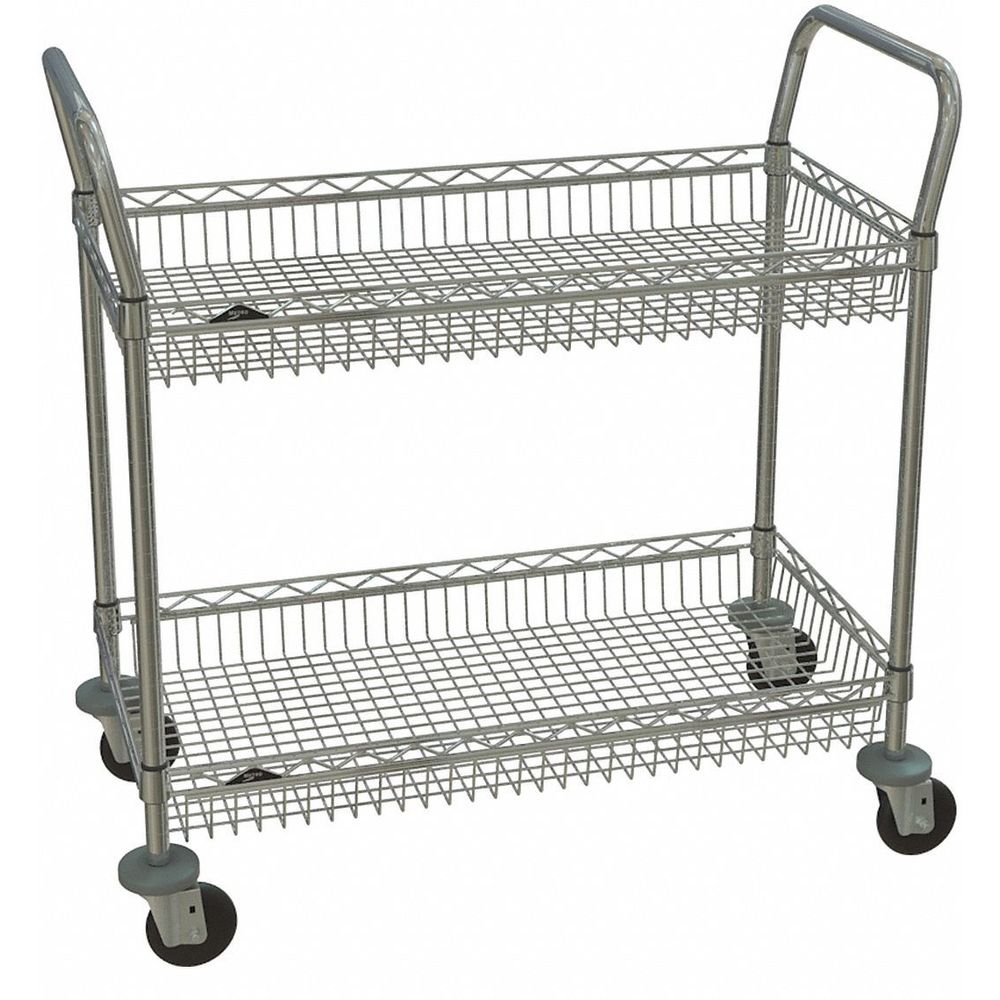 Wire Basket Cart, 375 Lbs. Load Capacity, 36 Inch L x 18 Inch W x 38 Inch H