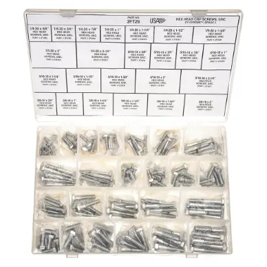 Hex Cap Screw Assortment, Chrome Finish, 120 Pieces